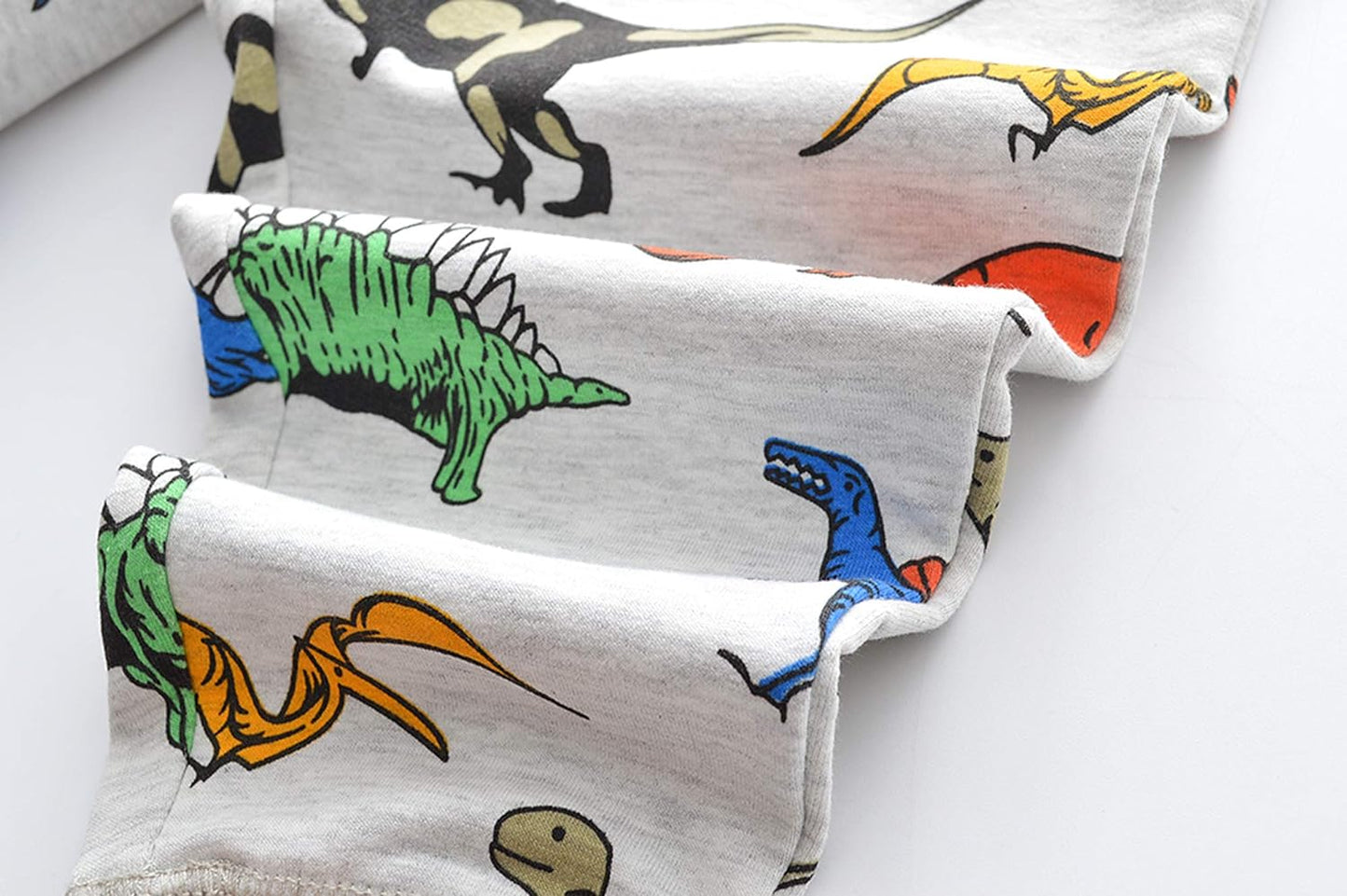 HUAER& Boys Cartoon Print Dinosaur Monkey Pattern Cotton Pants Drawstring Elastic Sweatpants