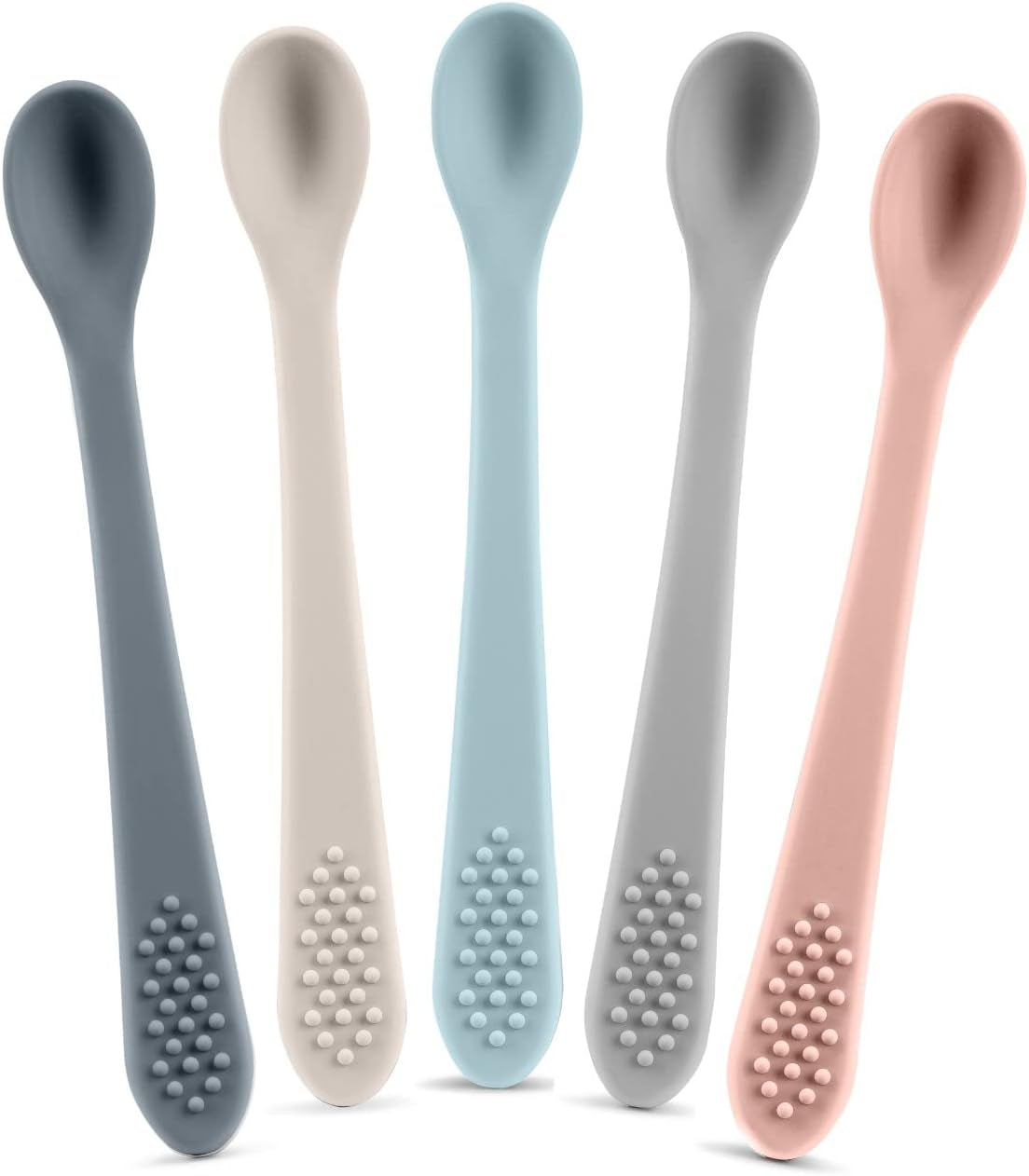 Baby Spoons First Stage Silicone Baby Spoon – Self Feeding Baby Utensils – Infant Spoons First Stage Baby Feeding Spoon - Soft & Gentle on Gums - BPA Free Silicone Baby Spoons Set (Pastel2)