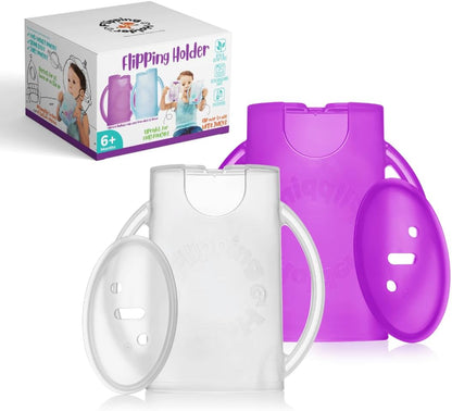 Squeeze Proof Food Pouch Holder for Toddlers, Babies, Kids, Mess Free No Squeeze Juice Box Drink and Applesauce Snack Holder with Easy Grip Handles and Lid