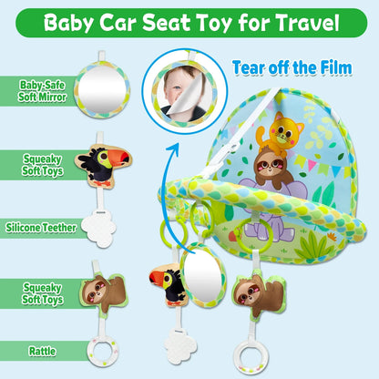 Dr.Rapeti Baby Car Seat Toy for Travel Rear Facing Double Sided Baby Travel Activity Car Seat Entertainment Toy Easy Drive Gift for Newborn Baby Infant 0-12 Month