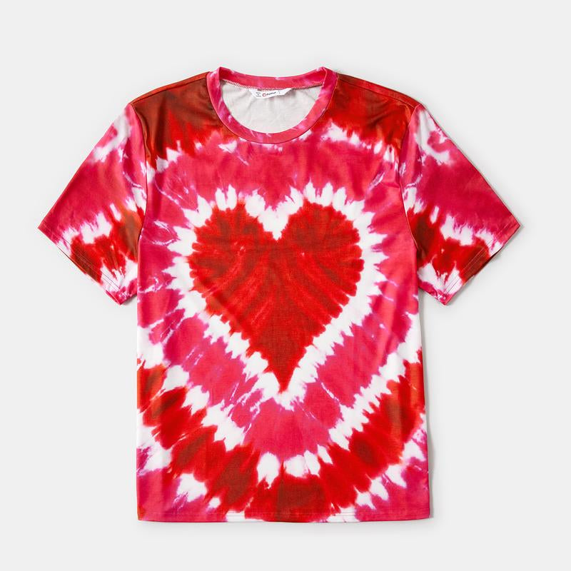 Family Matching Short-Sleeve Tie Dye Heart Graphic T-Shirts 557854