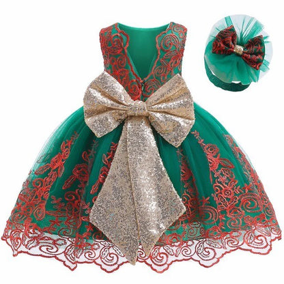 Girl Kid 0-2Y Princess Dress for New Year Wedding, Birthday, Party, Baptism, Christmas