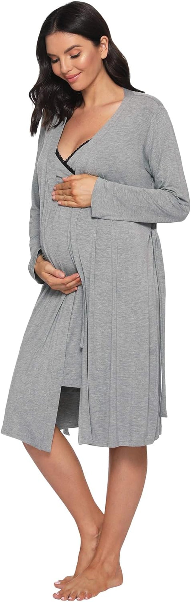 Latuza Women'S Viscose Nursing Nightgown and Robe Set