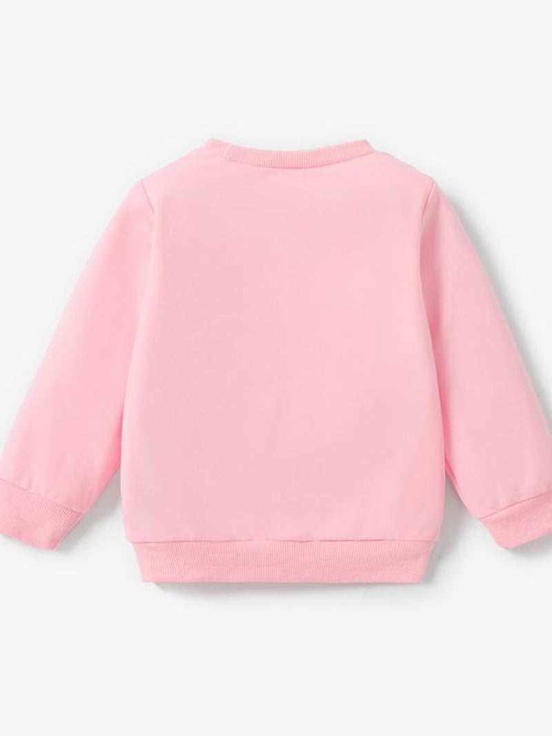 Toddler Girl'S Cartoon Bee & Letter Print round Neck Sweatshirt, Casual Long Sleeve Crew Neck Pullover for Spring & Fall, Kid'S Clothes for Daily Wear