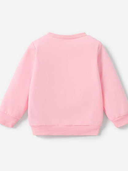 Toddler Girl'S Cartoon Bee & Letter Print round Neck Sweatshirt, Casual Long Sleeve Crew Neck Pullover for Spring & Fall, Kid'S Clothes for Daily Wear