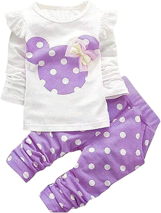 Baby Girl Clothes, 3 Pieces Long Sleeved Cute Toddler Infant Outfits Kids Tops and Pants Set