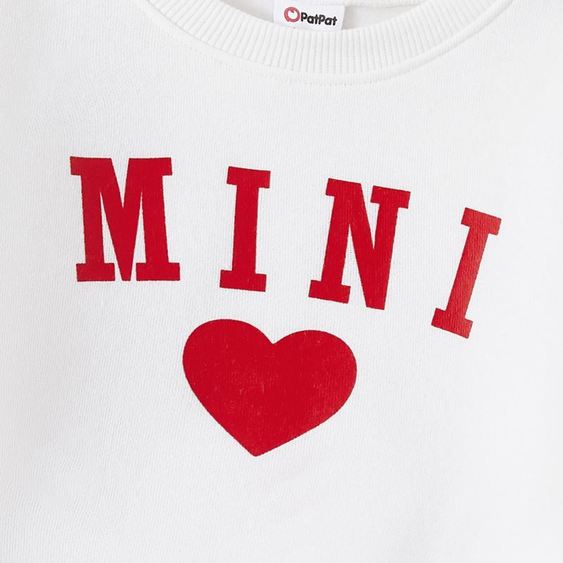 Patpat Mommy and Daughter Outfits - Mini Me Heart Print Sweatshirts Red