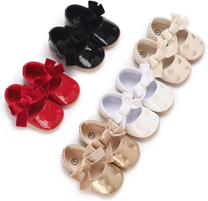 COSANKIM Baby Girls Mary Jane Shoes Soft Sole Infant Shoes Bowknot Princess Wedding Non Slip Toddler First Walker Crib Dress Shoes