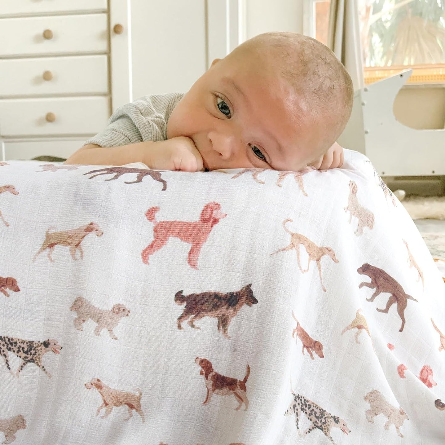 Lifetree Baby Swaddle Blanket Dog, 70% Viscose from Bamboo and 30% Cotton Muslin Swaddles Blankets Boys Girls Nursery Essentials for Girls and Boys, Registry, Large 47" X 47", Puppies Dog Print