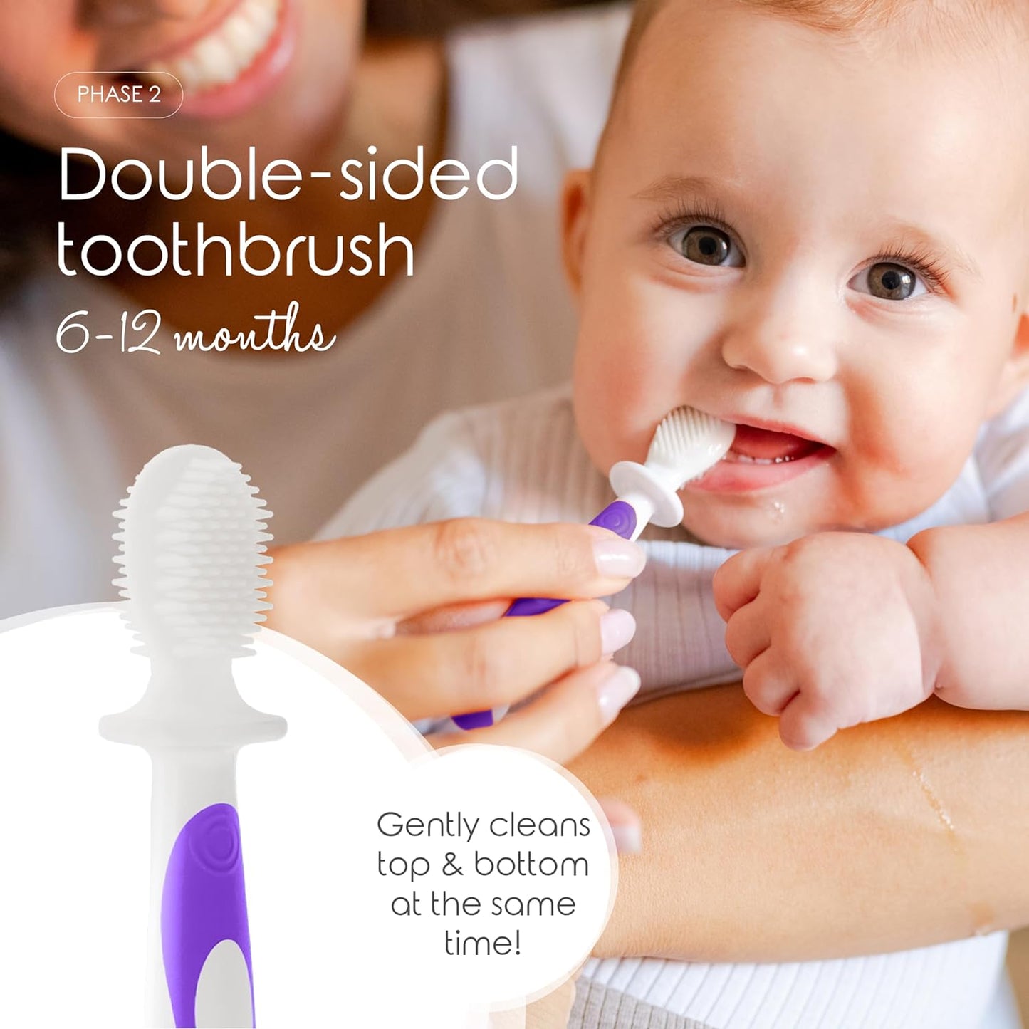 Cherish Baby Care Award-Winning Baby Toothbrush Set (3-24 Months) - 3-Pack Baby Finger Toothbrush, Training Toothbrush & Toddler Toothbrush - Bpa-Free Baby First Toothbrush Set (Purple)