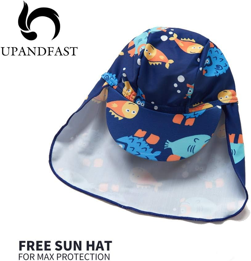 Upandfast Baby/Toddler Swimsuit Sunsuit UPF 50+ Infant One Piece Bathing Suit with Sun Hat