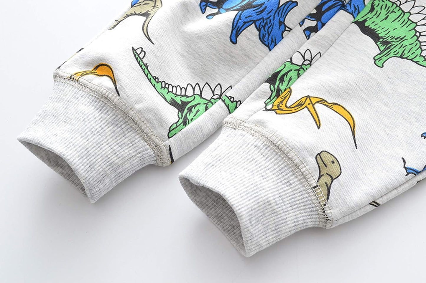 HUAER& Boys Cartoon Print Dinosaur Monkey Pattern Cotton Pants Drawstring Elastic Sweatpants
