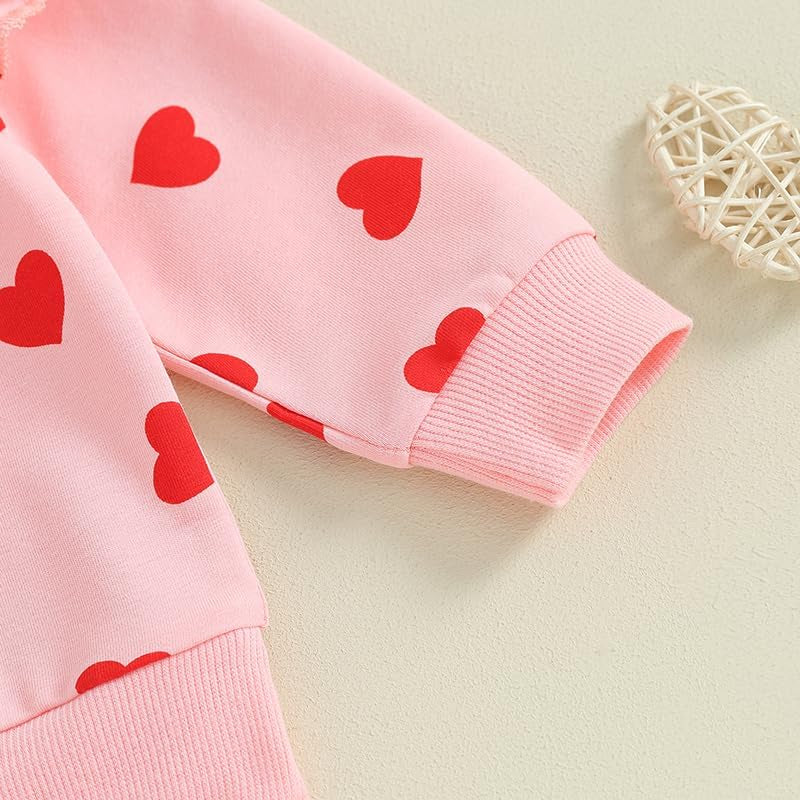 Infant Toddler Baby Boy Girl Valentines Day Outfits Love Letter Long Sleeve Sweatshirt Pants Set Birthday Clothes