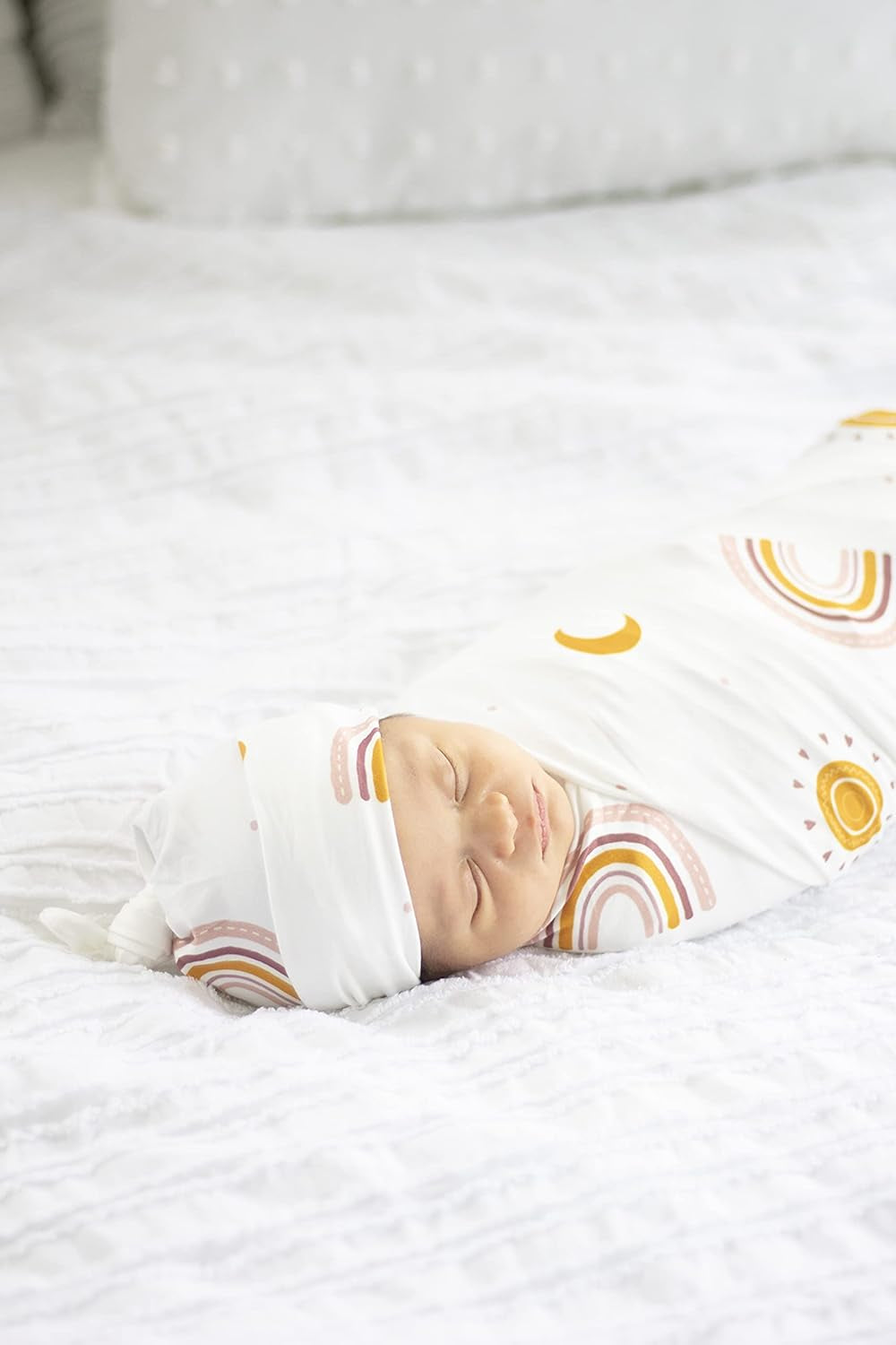 MOMMY O CLOCK Mommy Robe for Maternity and Baby Swaddle Blanket, Milk Silk Matching Delivery Robe and Swaddling Wrap for Mom and Baby (L/XL (12-24), Boho Rainbow)