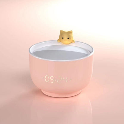 Cute Cat Alarm Clock for Kids,Toddler Alarm Clock for Bedroom, Kawaii Room Decor Clock for Girls, Hello Kitty Alarm Clock with USB Charger, for Gentle Wake Up, White