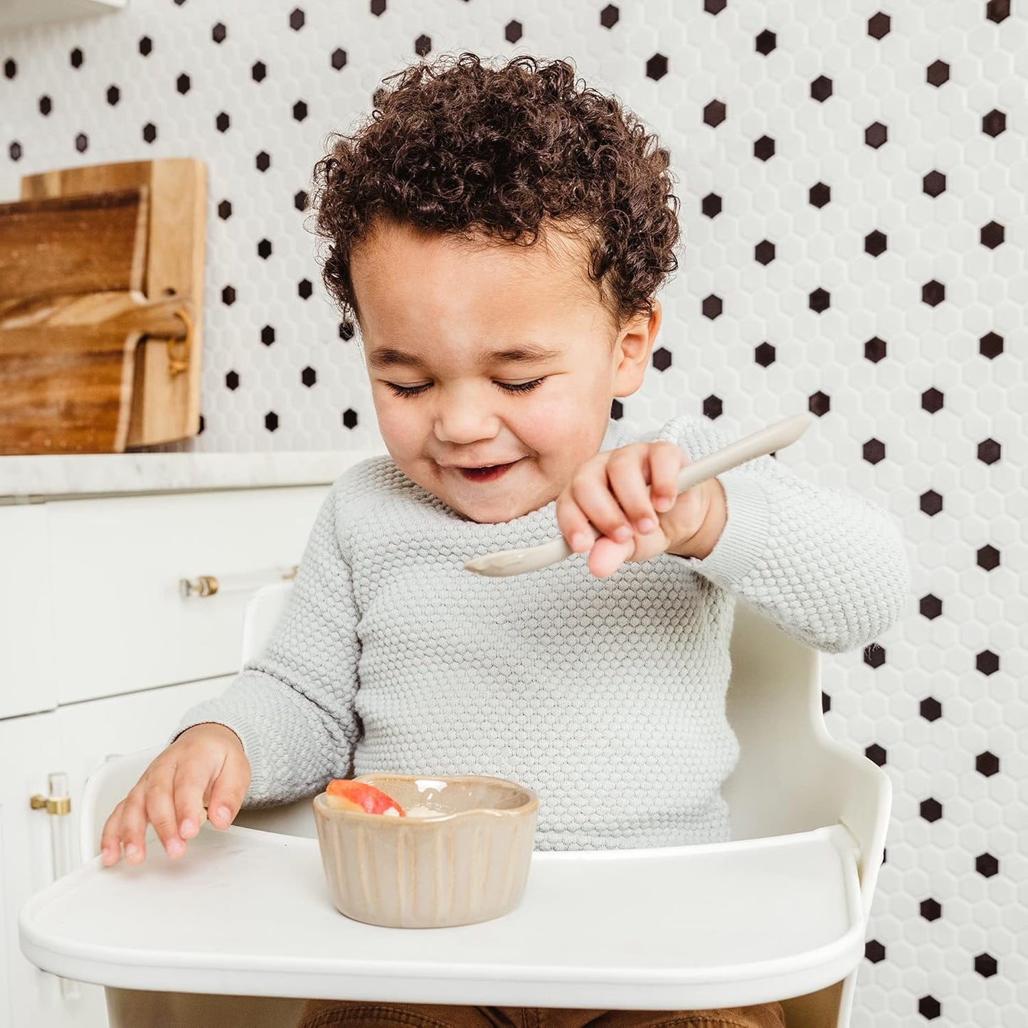 Weesprout Silicone Baby Spoons - First Stage Infant Feeding Utensils with Soft-Tip, Bendable Kitchenware for Parent & Self-Feeding, Ultra-Durable, Dishwasher Safe, Travel Case, Set of 3