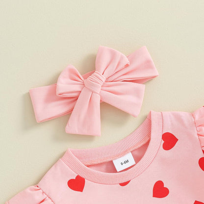 Infant Toddler Baby Boy Girl Valentines Day Outfits Love Letter Long Sleeve Sweatshirt Pants Set Birthday Clothes