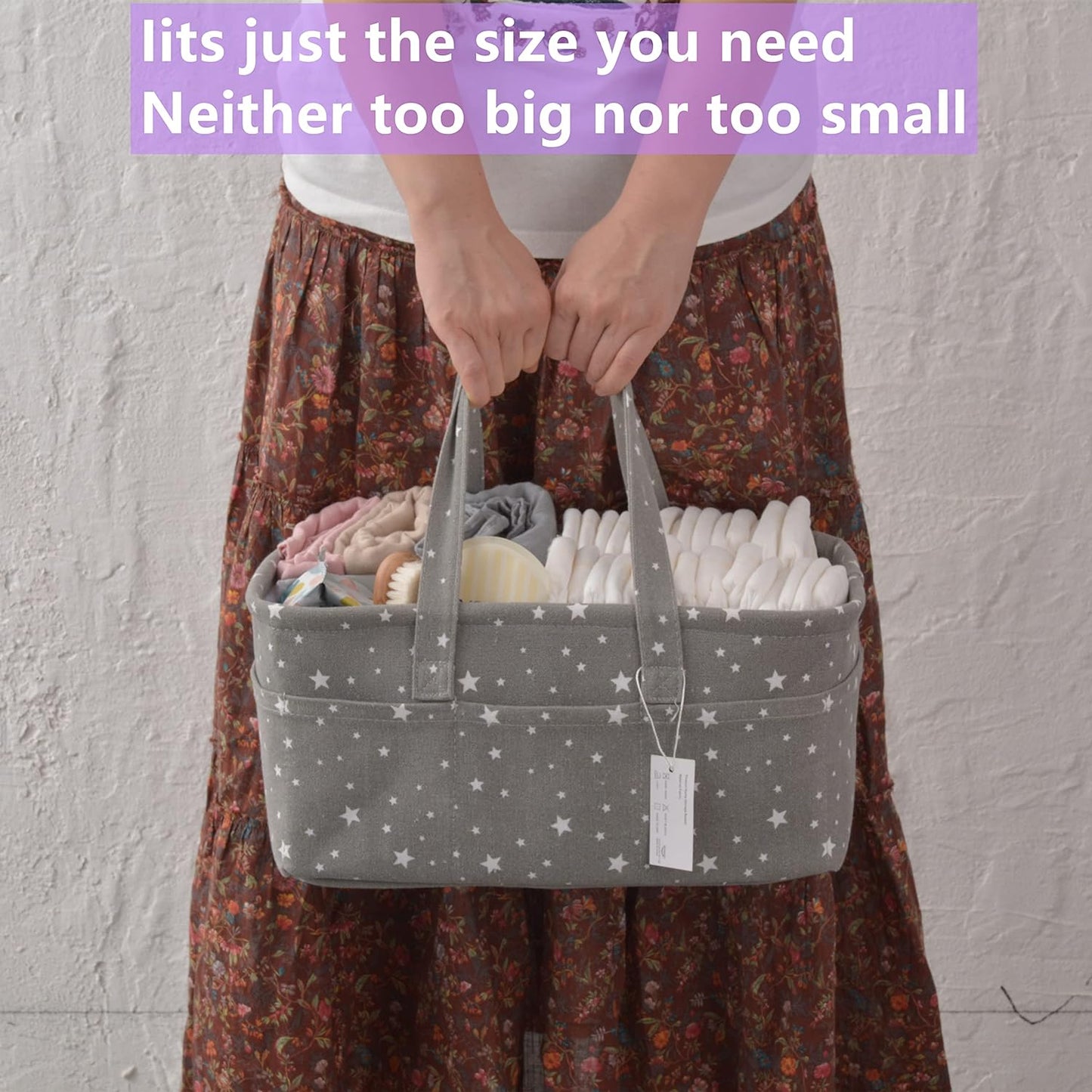 Diaper Caddy Organizer for Baby Girl-Nursery Storage Bin-Portable Car Organizer for Diapers and Baby Wipes- Baby Shower Registry Basket Newborn Must Have Tote Caddy Bag（Pink Heart）