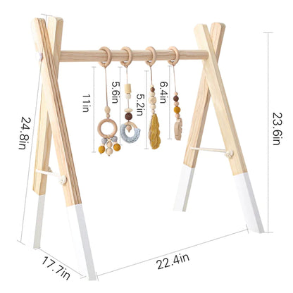 1Set Play Gym Frame Baby Activity Wooden Fitness Frames Play Gym Mobile Baby Room Decoration Newborn Baby Accessories Rattle Toy