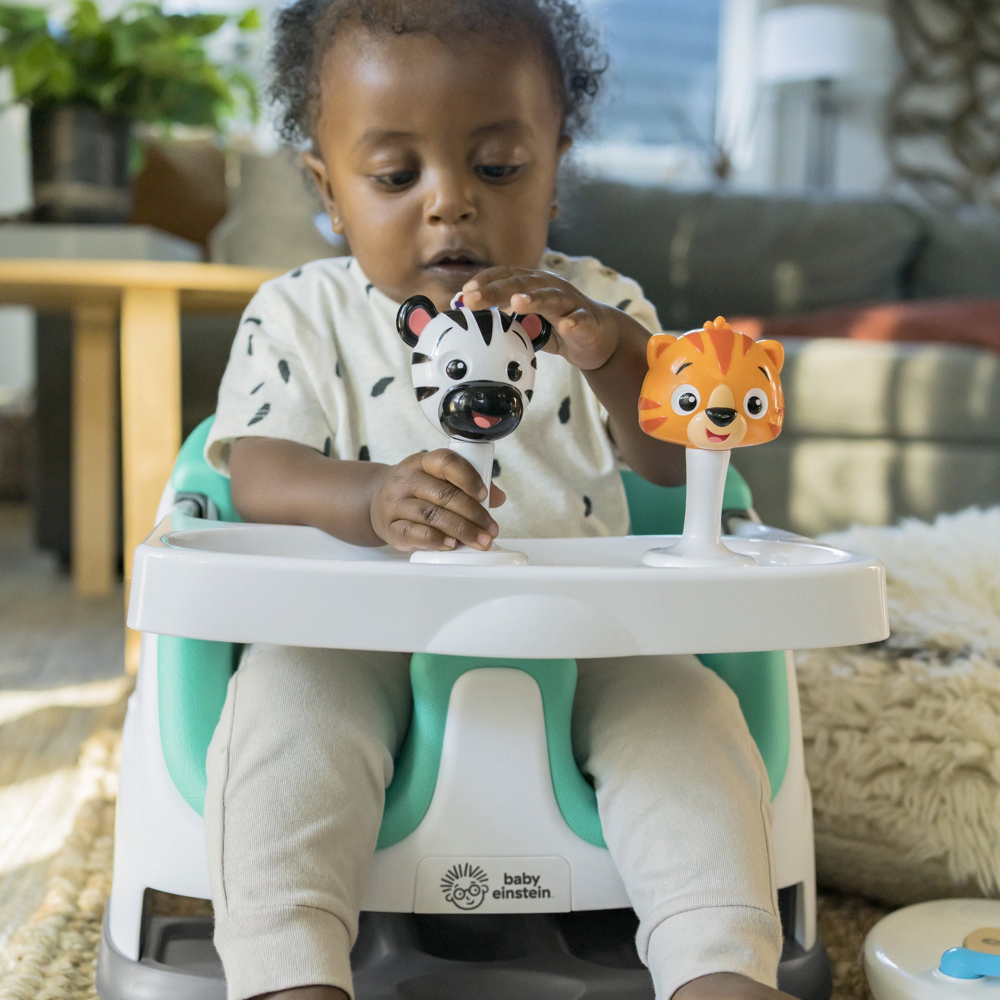 Baby Einstein Dine & Discover Multi-Use Booster Feeding & Floor Activity Seat with Self-Storing Tray