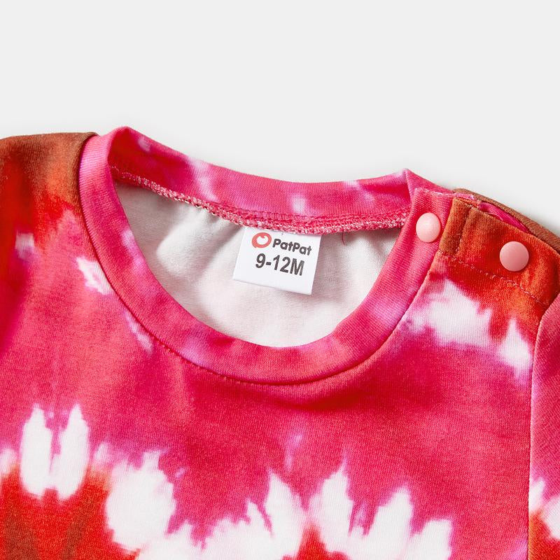 Family Matching Short-Sleeve Tie Dye Heart Graphic T-Shirts 557854