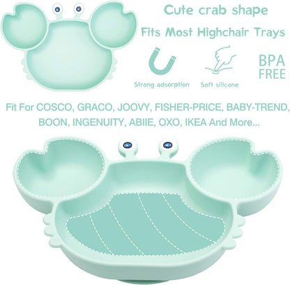 Silicone Baby Feeding Tableware Set, Includes Baby Suction Plate, Toddler Cup, 2 Sets Forks and Spoons, 6 PCS Feeding Supplies Set for Self Feeding Training Utensils