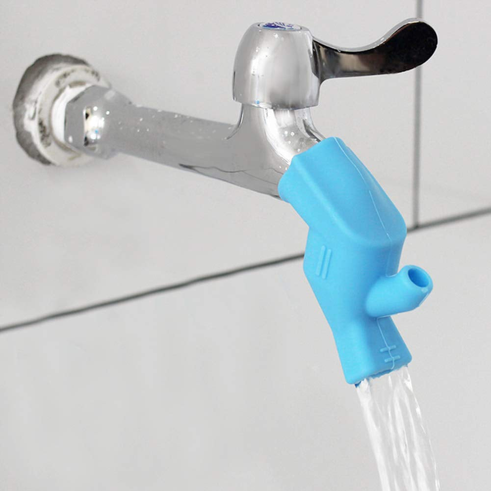 Faucet Extender for Toddlers,Silicone Sink Extender Cute Faucet Cover Kids Hand Wash Helper Water Spout Extender for Bathroom Sink Kitchen Counter(Blue)