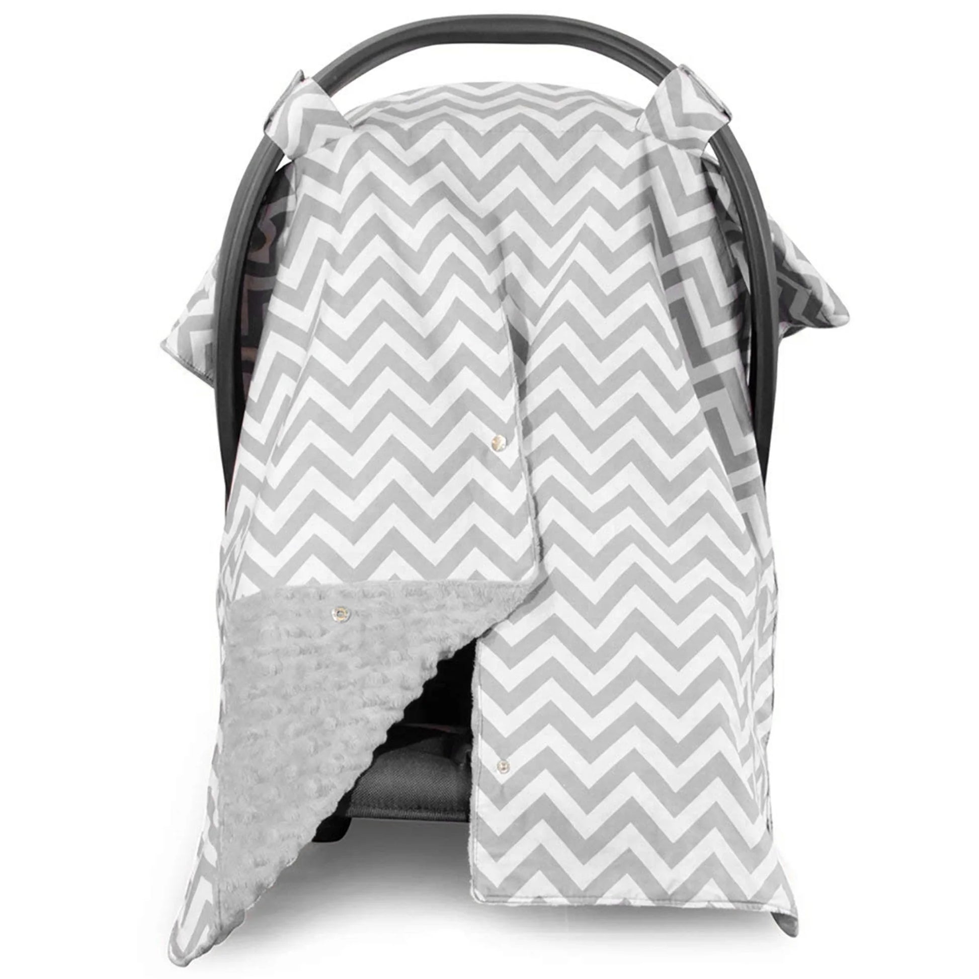 Kids N' Such Peekaboo Baby Car Seat Canopy Infant Carrier Cover for Travel, Chevron & Gray