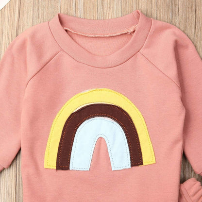 Newborn Baby Girls Clothes Cotton Suit Cute Baby Kid Infant Toddler Play Wear Rainbow Outfits