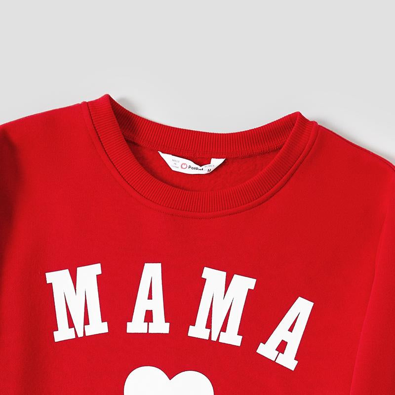 Patpat Mommy and Daughter Outfits - Mini Me Heart Print Sweatshirts Red