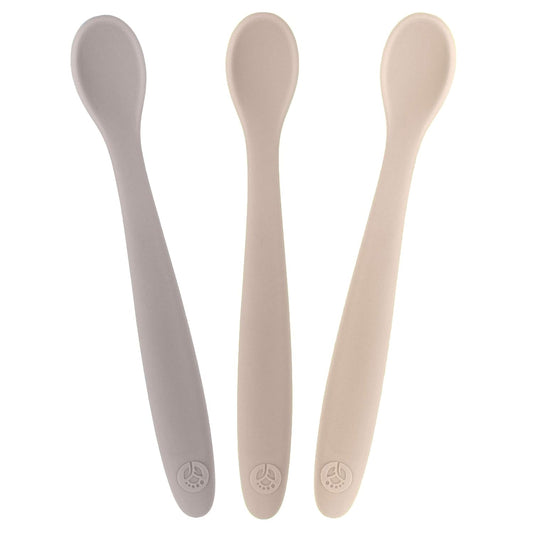 Weesprout Silicone Baby Spoons - First Stage Infant Feeding Utensils with Soft-Tip, Bendable Kitchenware for Parent & Self-Feeding, Ultra-Durable, Dishwasher Safe, Travel Case, Set of 3