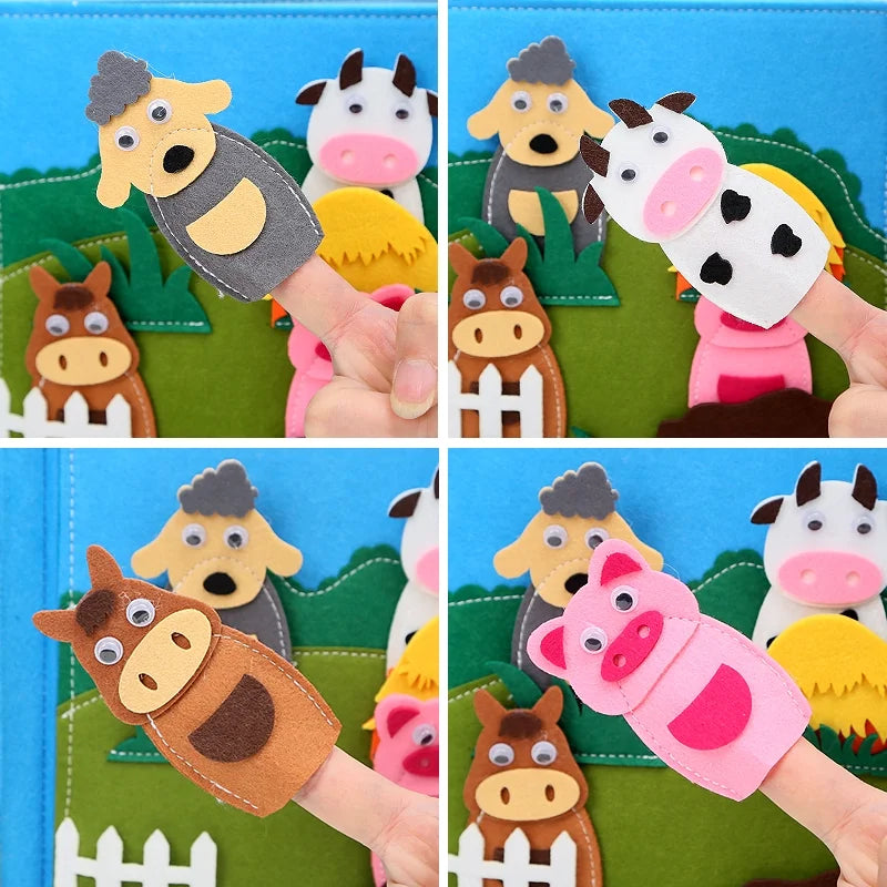 Montessori Busy Book Busy Board Toddlers Felt Quiet Book 3D Activities Cloth Story Book My Preschool Learning Education Toys for Baby Boys Girls 2 3 4 5 6 Years Old Farm Barn Autism Sensory Gifts