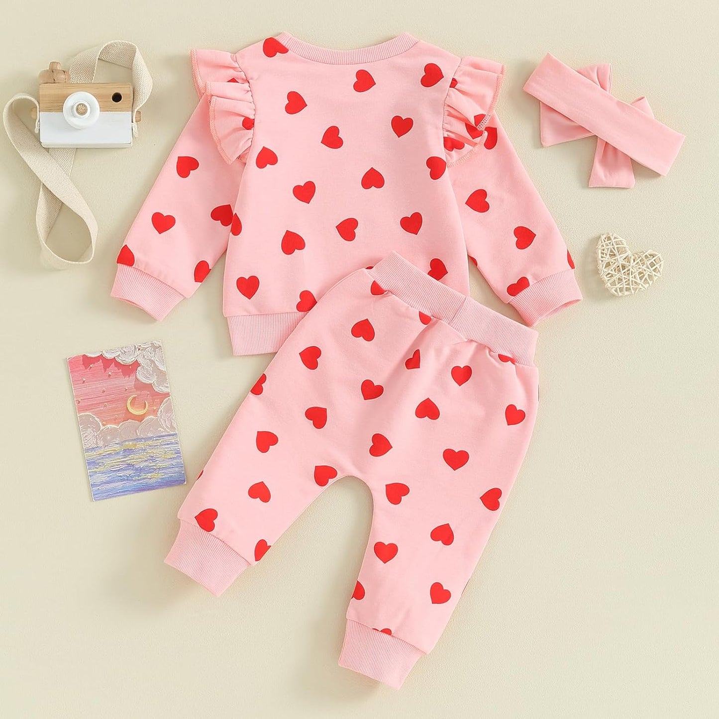 Infant Toddler Baby Boy Girl Valentines Day Outfits Love Letter Long Sleeve Sweatshirt Pants Set Birthday Clothes