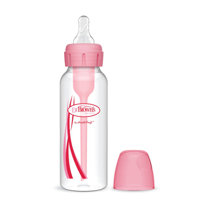 Dr. Brown'S Natural Flow Anti-Colic Options+ Narrow Baby Bottle, 8Oz/250Ml, with Level 1 Slow Flow Nipple, 1-Pack, Pink, 0M+