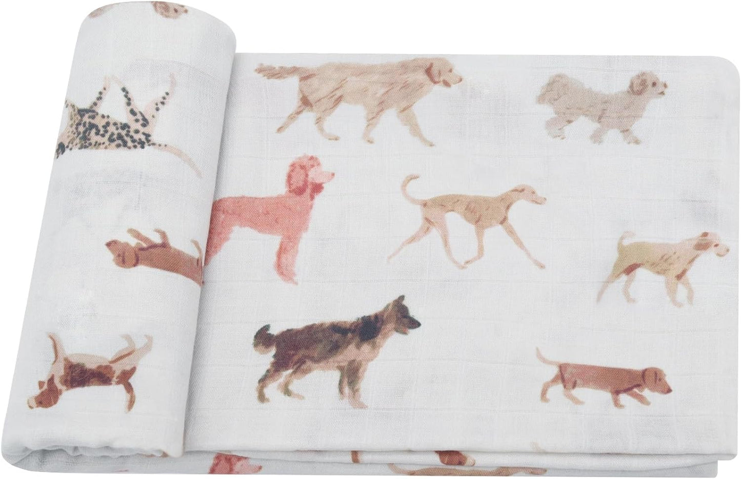 Lifetree Baby Swaddle Blanket Dog, 70% Viscose from Bamboo and 30% Cotton Muslin Swaddles Blankets Boys Girls Nursery Essentials for Girls and Boys, Registry, Large 47" X 47", Puppies Dog Print