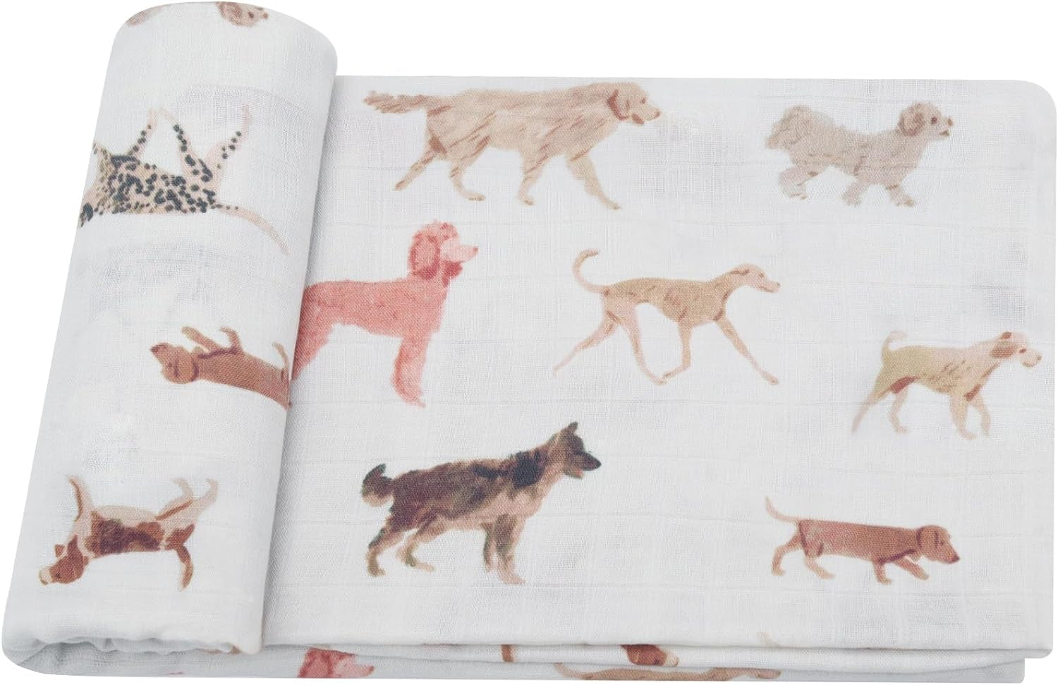 Lifetree Baby Swaddle Blanket Dog, 70% Viscose from Bamboo and 30% Cotton Muslin Swaddles Blankets Boys Girls Nursery Essentials for Girls and Boys, Registry, Large 47" X 47", Puppies Dog Print