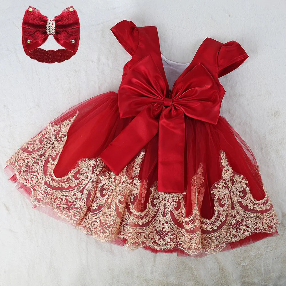 Girl Kid 0-2Y Princess Dress for New Year Wedding, Birthday, Party, Baptism, Christmas