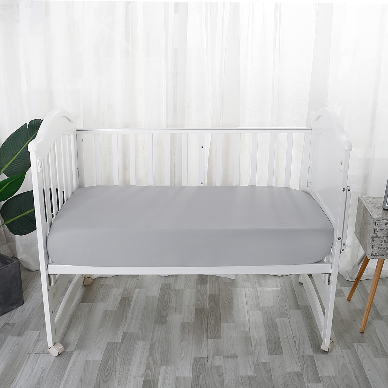 Baby Boy Crib Sheets, 2 Pack Crib Sheets Set White & Grey, Baby Sheets for Crib & Toddler Mattresses, Made of Silky Soft Microfiber, Size 52 X 28 Inches with 8 Inch Pocket for Snug Fit