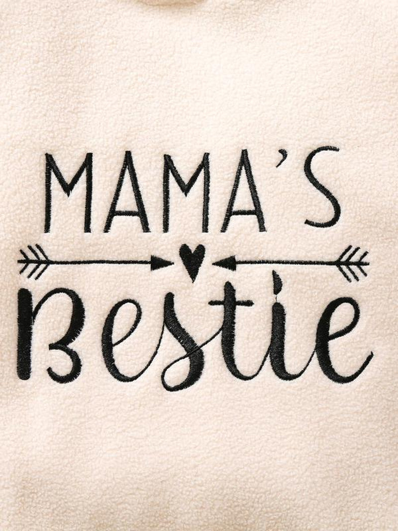 Toddler Girl'S Leopard Print Letter Embroidered Hoodie, Cute Ear Design Long Sleeve Hooded Pullover for Fall & Winter, Kids Clothes for Daily Wear