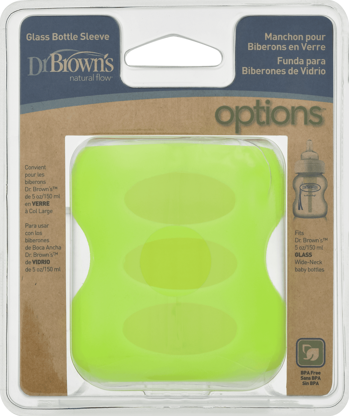 Dr. Brown'S Wide Neck Glass Bottle Sleeve, Light Green, 5 Ounce