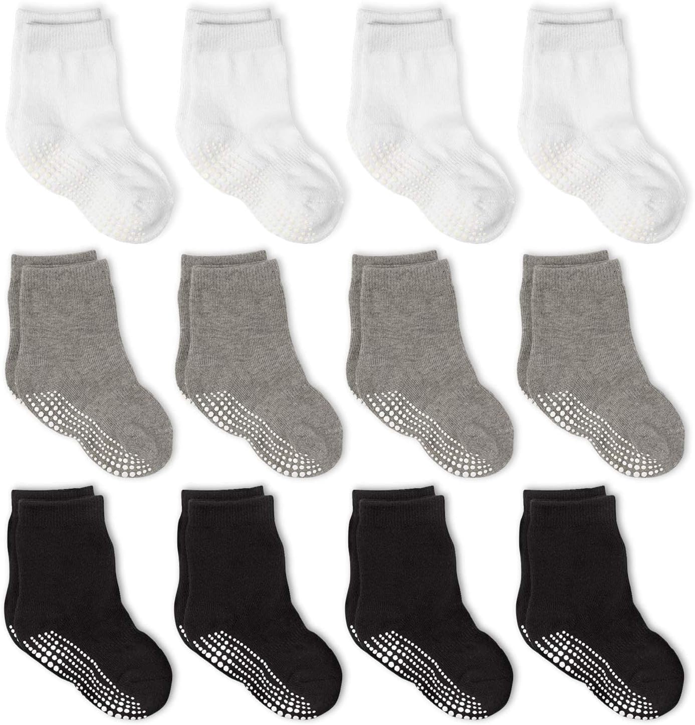 LA ACTIVE Non Slip Grip Ankle Boys and Girls Athletic Crew Socks for Babies Toddlers and Kids