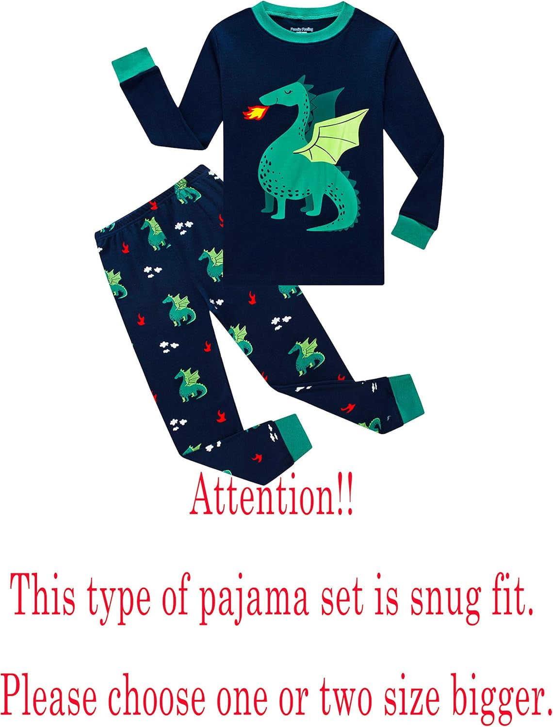 Family Feeling Kids & Toddler Boys Pajamas 2 Piece Pjs Set 100% Cotton Sleepwear