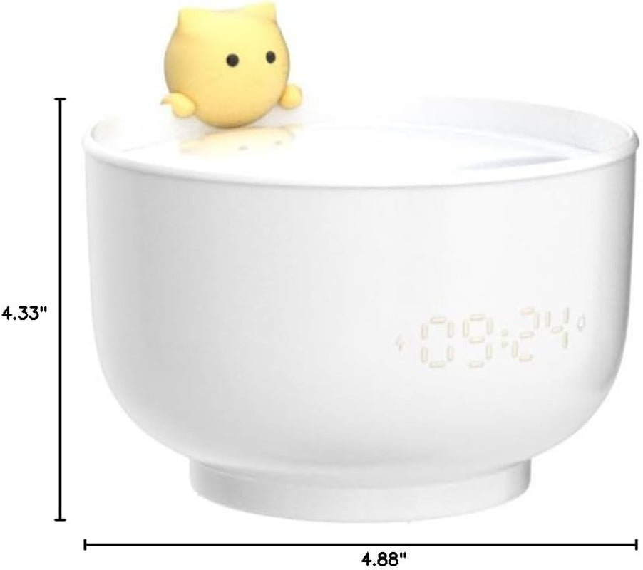 Cute Cat Alarm Clock for Kids,Toddler Alarm Clock for Bedroom, Kawaii Room Decor Clock for Girls, Hello Kitty Alarm Clock with USB Charger, for Gentle Wake Up, White