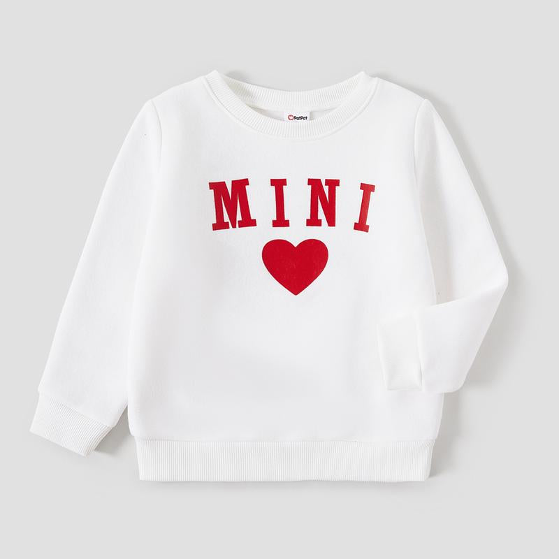 Patpat Mommy and Daughter Outfits - Mini Me Heart Print Sweatshirts Red