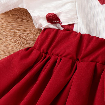 Patpat 2Pcs Baby Girl Clothes Valentine‘S Day Heart Short-Sleeve Dress & Headband Set, 12-18 Months