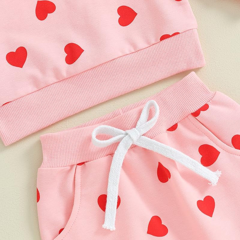 Infant Toddler Baby Boy Girl Valentines Day Outfits Love Letter Long Sleeve Sweatshirt Pants Set Birthday Clothes