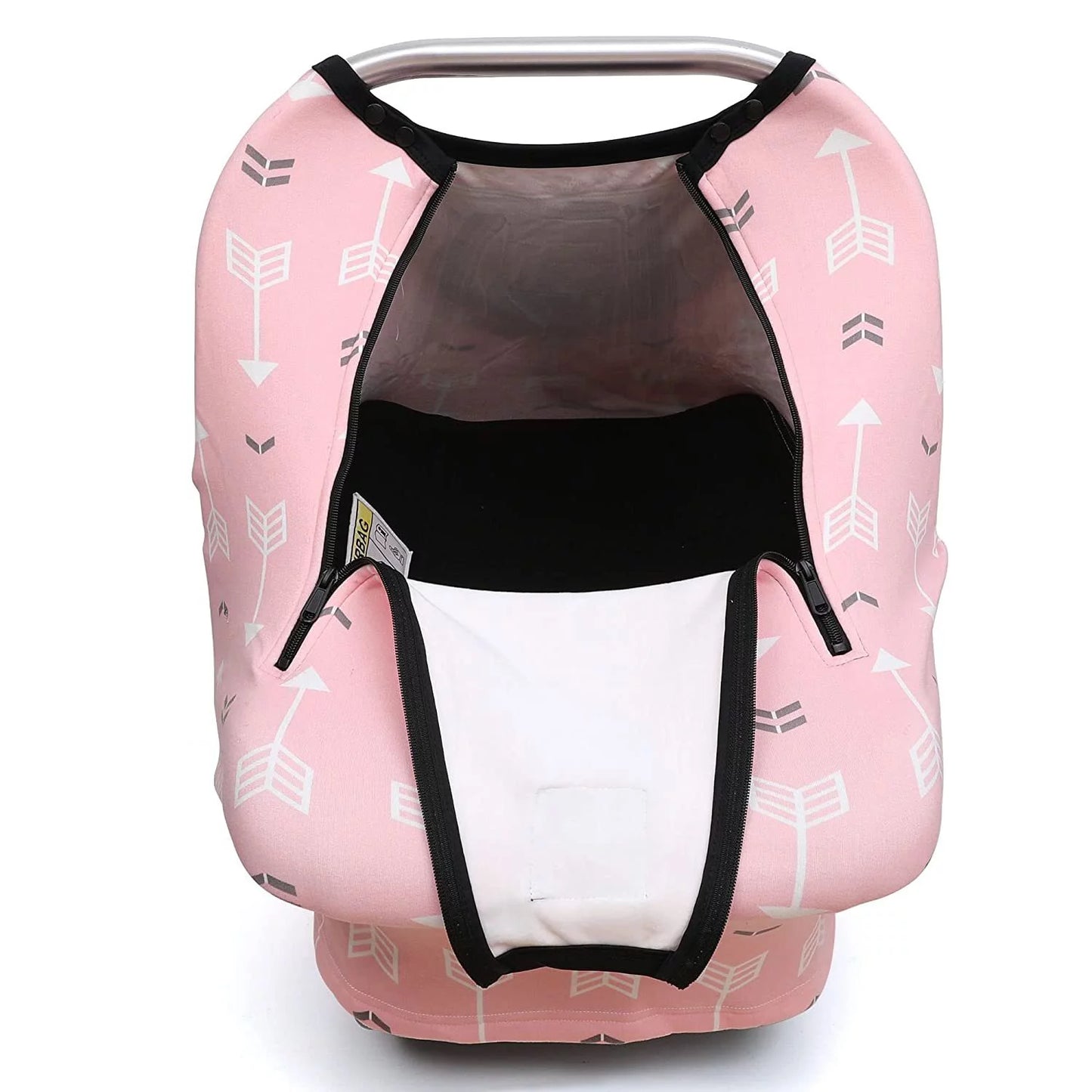 Zhudiyof Stretchy Baby Car Seat Cover, Infant Car Canopy for Spring Summer Autumn Winter, Snug Warm Breathable, Zipped Window, Universal Fit, for Boys and Girls, Pink