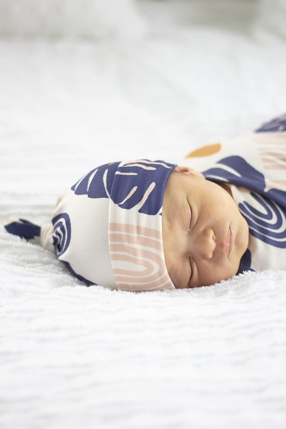 MOMMY O CLOCK Mommy Robe for Maternity and Baby Swaddle Blanket, Milk Silk Matching Delivery Robe and Swaddling Wrap for Mom and Baby (S/M (0-12), Boho Leaf Spot)