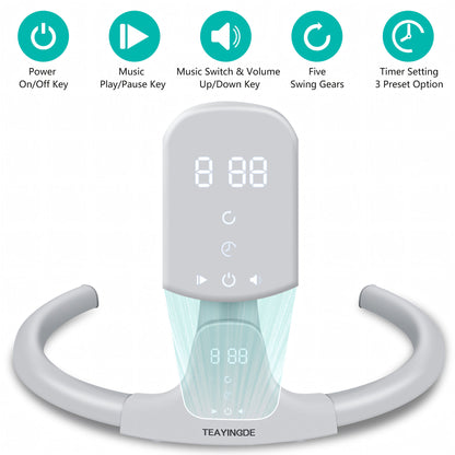 TEAYINGDE Baby Swing for Infants - APP Remote Bluetooth Control, 5 Speed Settings, 10 Lullabies, USB Plug (Gray)