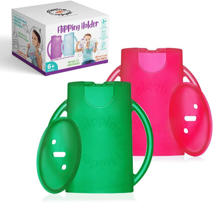 Squeeze Proof Food Pouch Holder for Toddlers, Babies, Kids, Mess Free No Squeeze Juice Box Drink and Applesauce Snack Holder with Easy Grip Handles and Lid